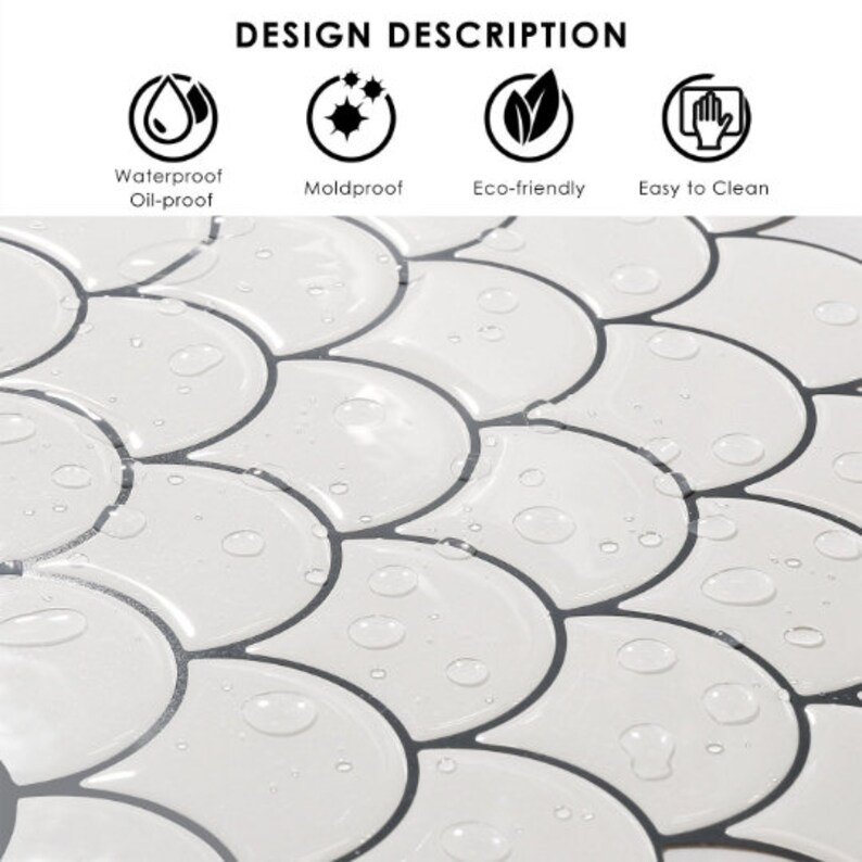 Scallops Backsplash Tile Decal White Peel and Stick Kitchen Etsy UK