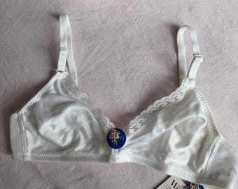 Reggiseno vintage Warner's taglia 36B | Reggiseno bianco con coppe morbide | Lingerie con dettagli in pizzo | Prodotto in Spagna - nuovo con etichette