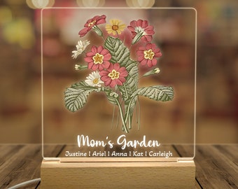 Mother's day Gift, Personalized Flower Night Light, Personalized Gifts for Mom, Grandmas Garden, Birth Flower Light, Mom Gifts from Daughter