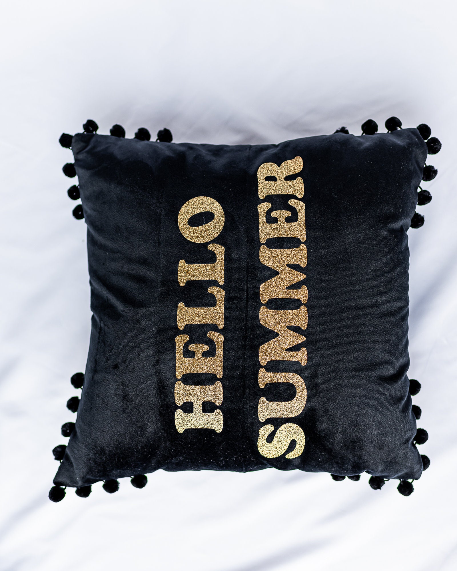 Velvet sofa cushion vinyl print summer cushion sign cushion Etsy