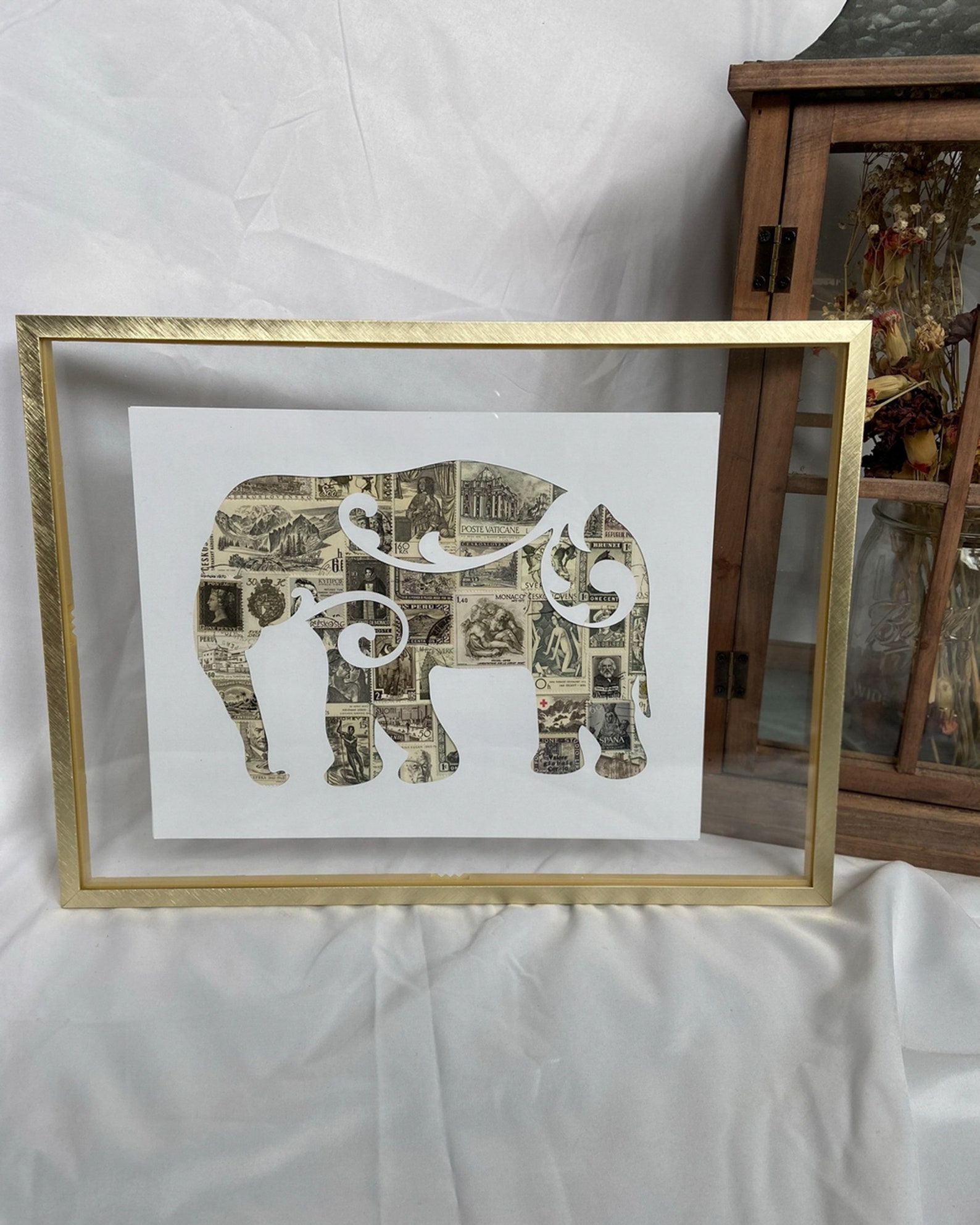 Postage Stamp Wall Art, Postage Stamp Art Collage, Postage Stamp Art