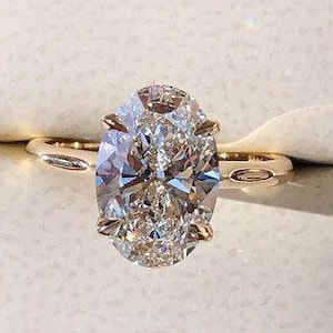 2 CT Classic Oval Cut Solitaire Diamond Ring Gorgeous Hidden Halo Anniversary Ring 14K Solid Gold Wedding Ring Moissanite Oval Promise Ring