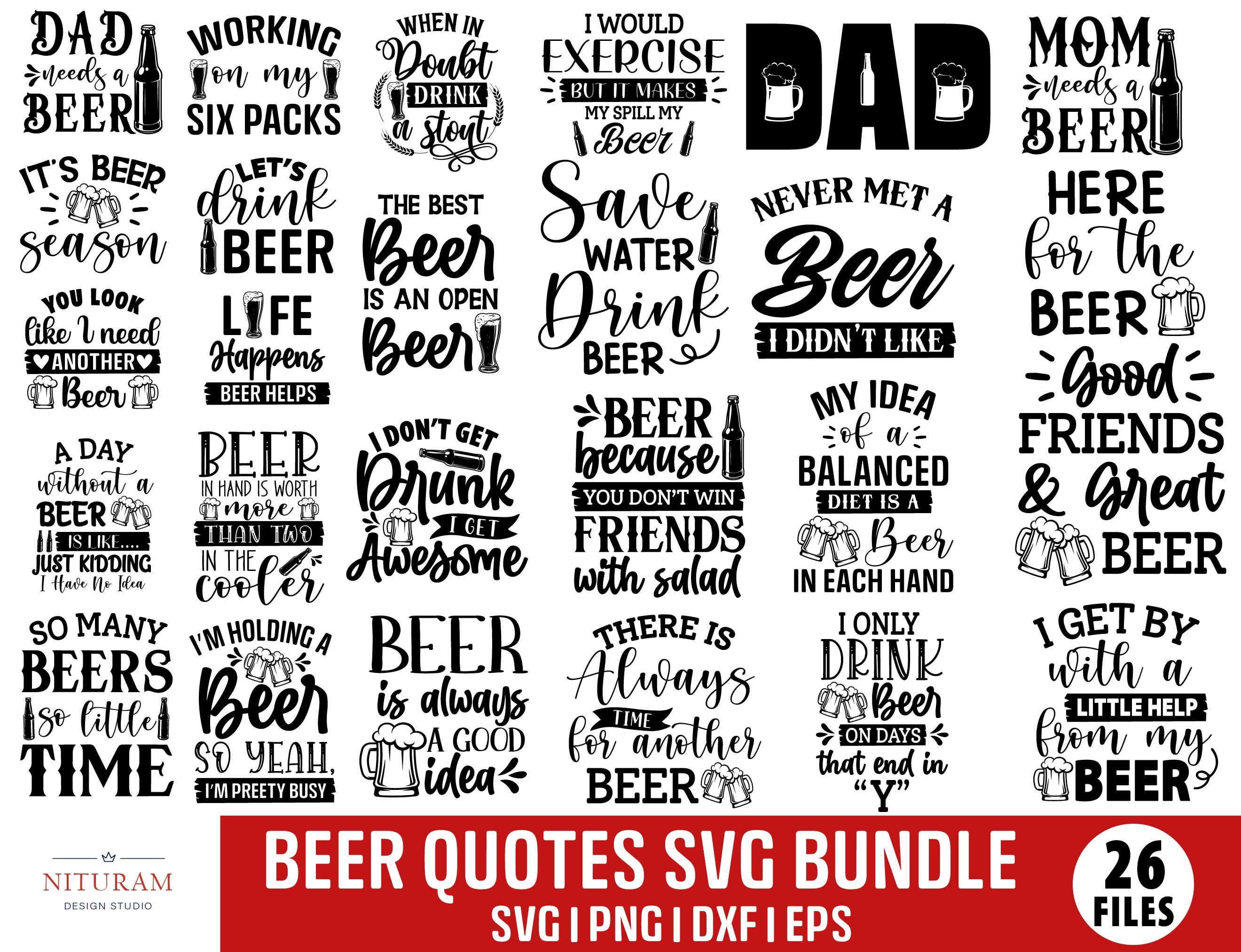 Funny Beer Sticker Bundle Svg, Beer Quotes Svg, Sticker Beer