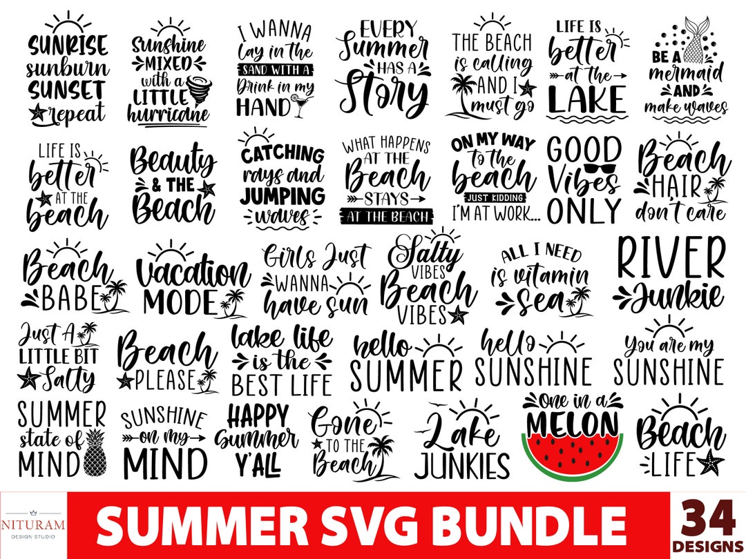 Summer Bundle SVG, Summertime Svg, Beach Svg, Funny Beach Quotes Svg ...