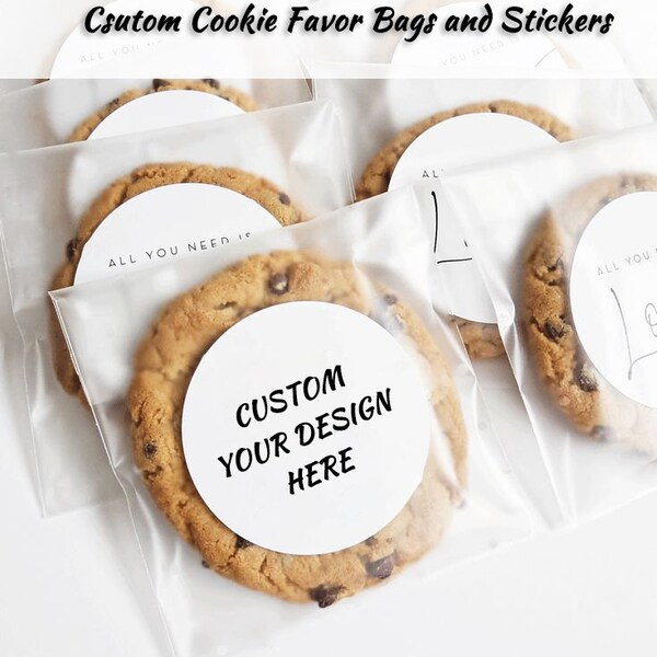 Personalized Frosted Clear Cookie Bag and Stickers with your design,Favor Package for Wedding/Baby Shower/Business/Cookie,Handmade with love