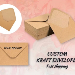 Personalized Kraft Envelopes with your design, Design printed envelopes for Birthday/Gift Wrapping/Business, Wedding invitation Envelopes image 1
