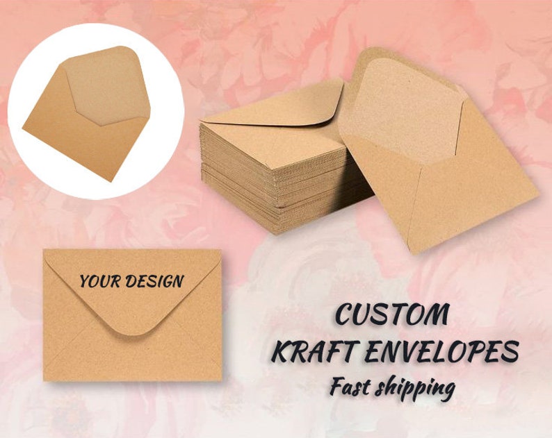 Buste Kraft personalizzate con il tuo design, buste stampate di design per compleanni/confezioni regalo/affari, buste per inviti di nozze immagine 1