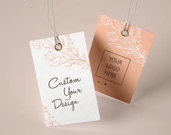 Custom High quality (Thickness 500 GSM) Heavy Duty Hang Tags with Strings, Personalized Clothing Eyelet Tags, Paper Cardstock Hang Tags