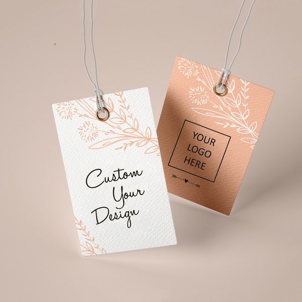 Custom High quality (Thickness 500 GSM) Heavy Duty Hang Tags with Strings, Personalized Clothing Eyelet Tags, Paper Cardstock Hang Tags