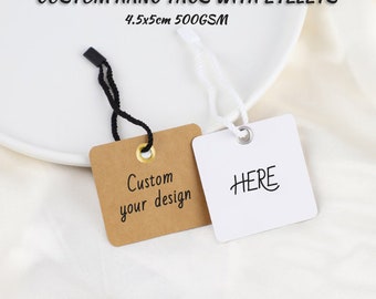 Personalized Hang Tags with Reinforced Eyelet  (Thickness 500 GSM) Heavy Duty Hang Tags with Round Corners, Favor Tags for Jewelry/Gift