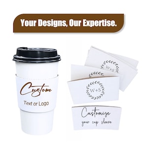 Personalized White Coffee Sleeves, Custom Disposable cup sleeves with your logo/text, Wrap Gift For Coffee lover/Baby shower/Wedding /Party