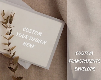 Sobres transparentes personalizados con su diseño, Sobres transparentes impresos para cumpleaños/envoltura de regalos, Sobres de invitación de boda