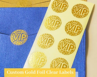 Adesivi trasparenti in lamina d'oro, Etichette personalizzate per bomboniere, Adesivi trasparenti impermeabili personalizzati, Stampa in lamina d'oro, Etichette aziendali/matrimoniali