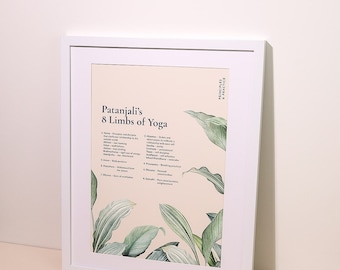 8 ledematen van yoga poster | Kunst aan de muur | Patanjali's Yoga Sutra's