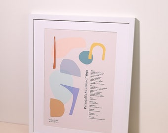 8 ledematen van yoga poster | Kunst aan de muur | Patanjali's Yoga Sutra's