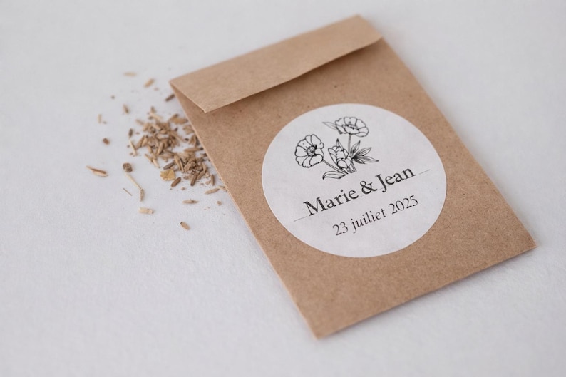 Sachet de graines mariage personnalisé – Cadeau invité éco-responsable