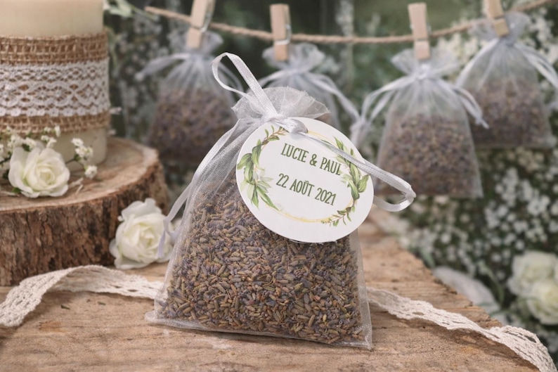Sachets de lavande personnalisés (lot de 3) – Souvenir mariage