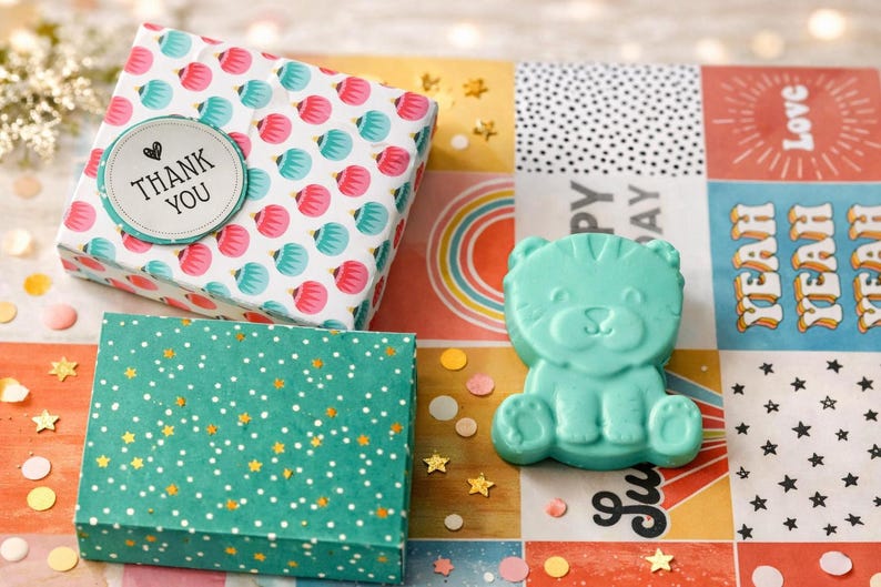 Lot de 2 savons enfants animaux – Cadeau anniversaire & baptême
