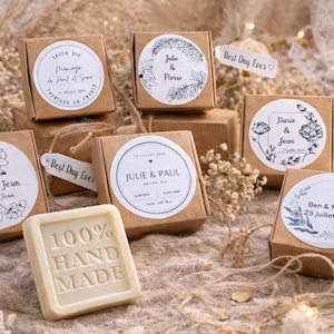 Savon Invité Mariage Personnalisé – Cadeau Invités Mariage – Savon Artisanal Bio – Wedding Favor Soap (Commande min 5)