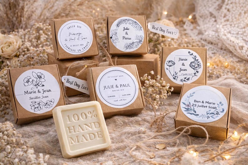 Savon invité mariage bio – Cadeau artisanal personnalisé