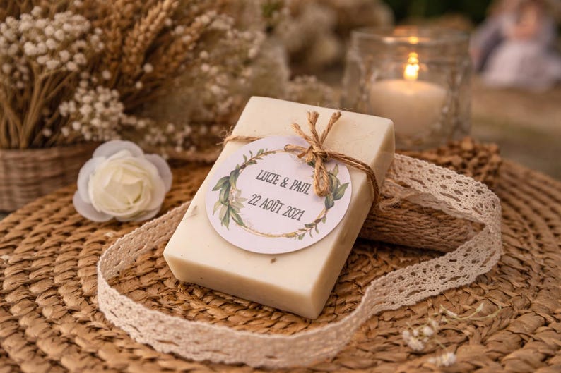Savon invité mariage bohème – Souvenir naturel personnalisé