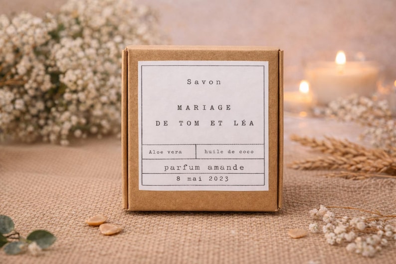 Savon mariage naturel personnalisé – Cadeau invité original