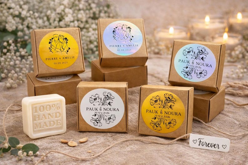 Savon invité mariage personnalisé – Avec étiquette artisanale