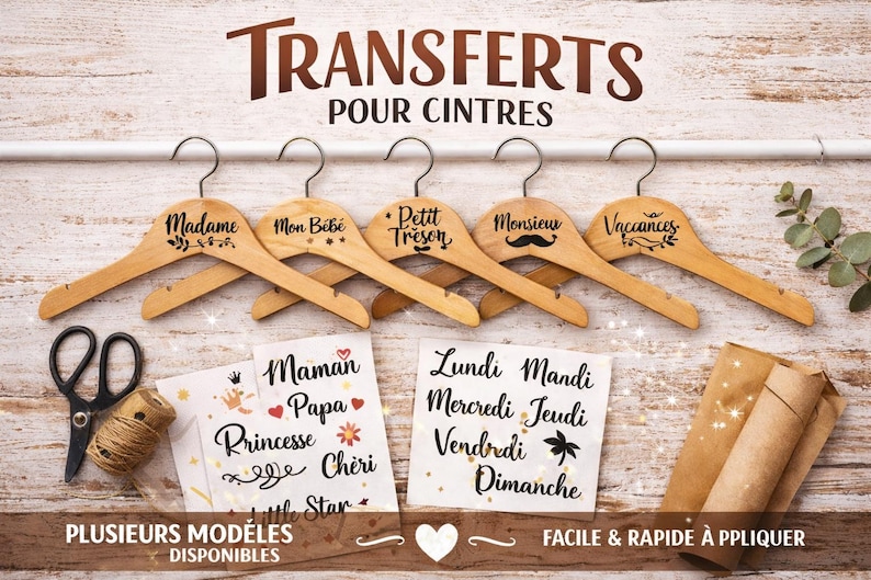 Transfert cintre de mariée – DIY cintre personnalisé baptême