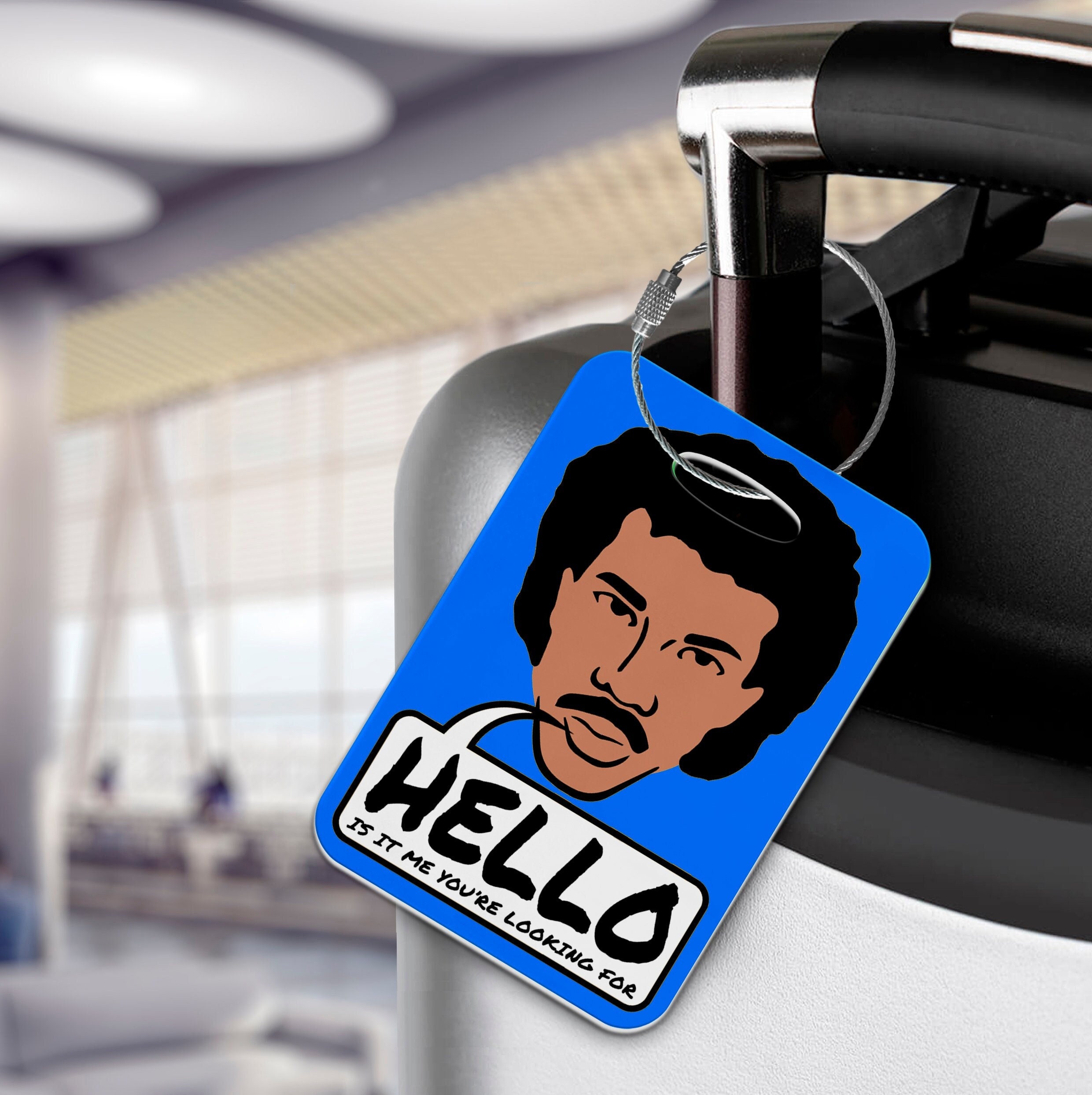 Lionel Richie Bright Blue Hello Luggage Tag - Aviation - Cruising - Limited Edition - Exclusive!
