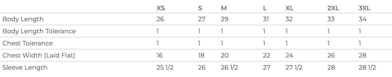 May include: A white chart displays garment measurements for sizes XS to 3XL. Measurements include body length (66-86 cm), chest width (41-71 cm), and sleeve length (65-72 cm).