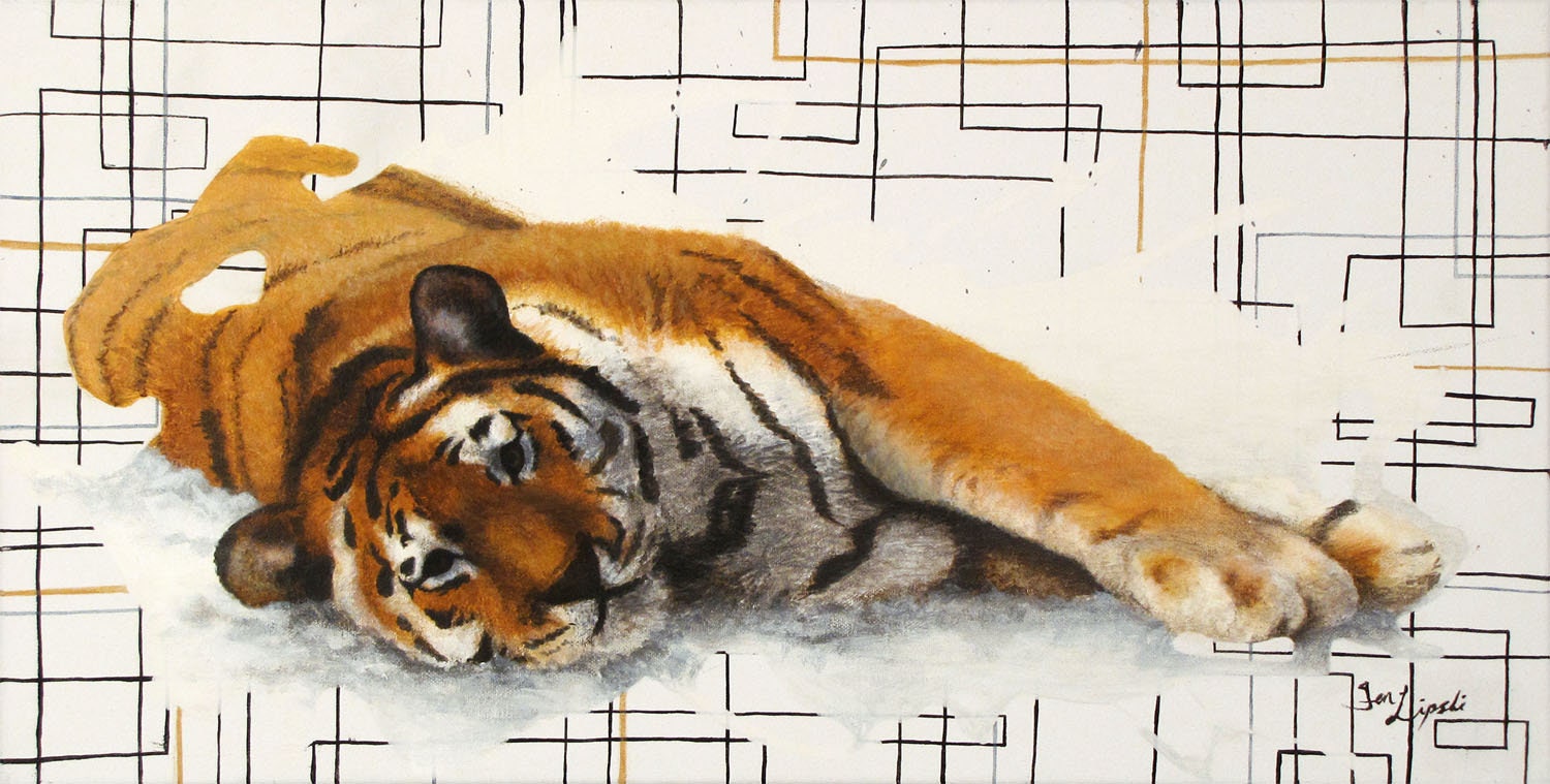 Sleepy Tiger Wildlife Art Print on Canvas Wild Cat Tiger | Etsy