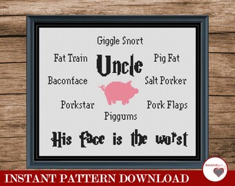 Wizard People Uncle Vernon Nicknames Cross-Stitch Pattern (Digital PDF Download)