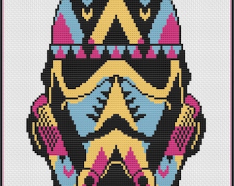 Color Block Stormtrooper Cross Stitch Pattern: Nerdy Sci-Fi Movie (PDF Download)
