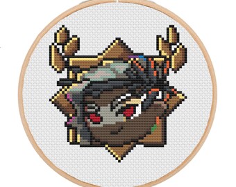 Ares Hades Chibi Trinket Icon SuperGiant Cross-Stitch Pattern (Digital PDF Download)