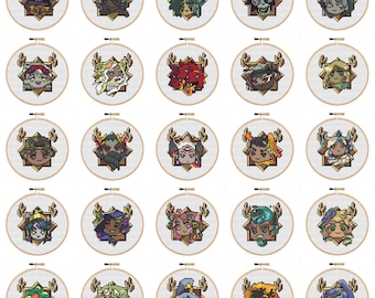 ALL 25 Chibi Hades Cross-Stitch Patterns Trinket Icons SuperGiant (Digital PDF Download)