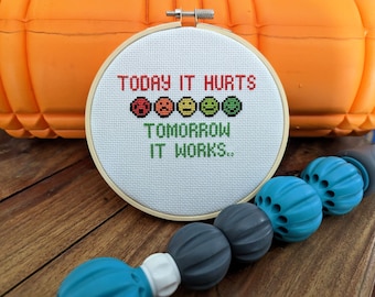 Motivational Pain Scale Cross Stitch Pattern (Digital PDF Download)