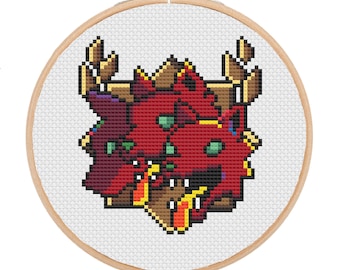 Cerberus Hades Chibi Trinket Icon SuperGiant Cross-Stitch Pattern (Digital PDF Download)