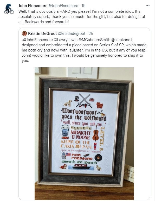 John Finnemore Souvenir Programme Season 9 Sampler Crossstitch Pattern