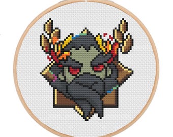 Hades Underworld God Chibi Trinket Icon SuperGiant Cross-Stitch Pattern (Digital PDF Download)