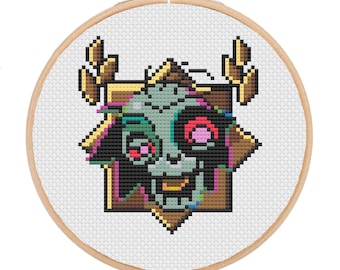 Skelly Hades Chibi Trinket Icon SuperGiant Cross-Stitch Pattern (Digital PDF Download)