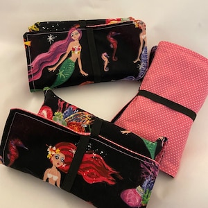 Borsa per carte dei tarocchi, pois rosa con sirene