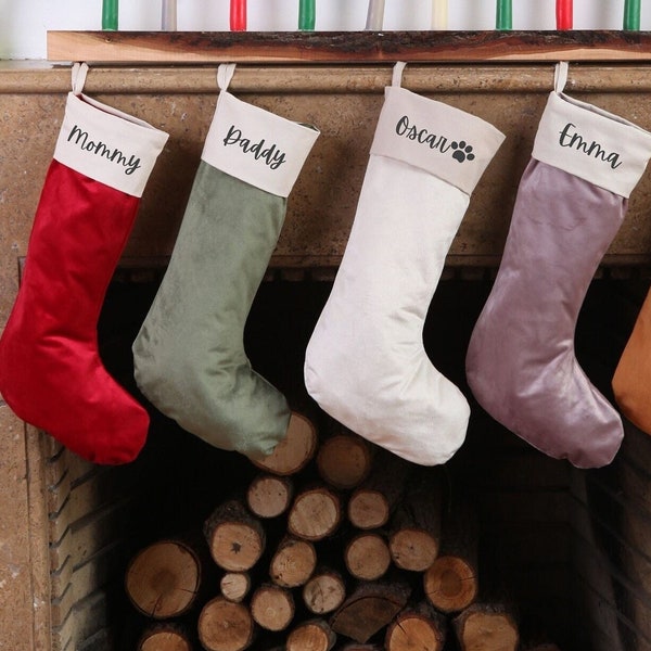 Christmas Stockings - Velvet Christmas Stockings - Family Set Christmas Stockings - 1 STOCKING - Holiday Stockings - Christmas Decoration