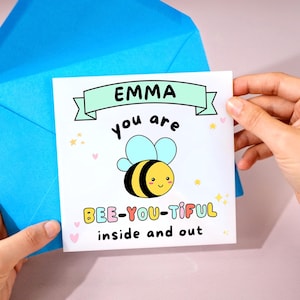 Eres hermosa tarjeta - Eres tarjeta increíble - Tarjeta de afirmación - Tarjeta positiva - Tarjeta de aniversario - Tarjeta de abeja linda - Tarjetas de afirmación para niños