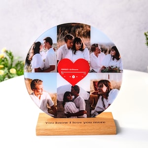 Customized Song Record Photo Plaque - Long Distance Relationship Gift for Her Him - Anniversary Wedding Gifts - Gift for Couples with Photo