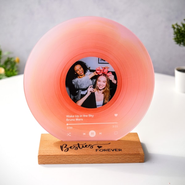 Personalisierte Schallplatte mit Foto - Geschenk für Sie - Jubiläumsgeschenk für Freunde - Geburtstagsgeschenk für Sie Ihn - Acryl Song Plaque - Weihnachtsgeschenkideen