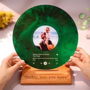 Custom Song Photo Vinyl Record - Fathers Day Gift from Daughter - Personalized Father Gift - Gift for Dad - Dad Birthday Gift - Music Plaque