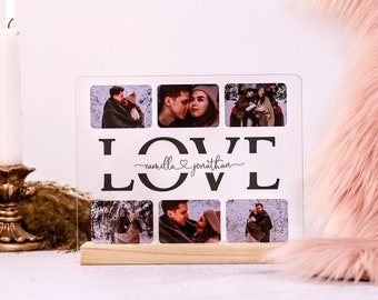 Custom Gift Idea for Valentines Day - Anniversary Engagement Birthday Newlywed Gifts - Photo Gifts - Personalized Couple Name & Photo Plaque