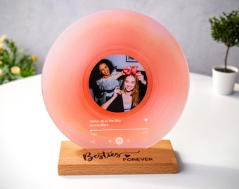 Personalized Vinyl Record with Photo - Anniversary Gift for Friends - Birthday Gift for Her Him - Acrylic Song Plaque - Christmas Gift Ideas