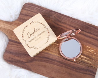 Personalized Compact Makeup Mirror - Bridesmaid Gift - Made of Honor Gift - Bridal Party Gift - Bachelorette Party Favors - Rose Gold Mirror
