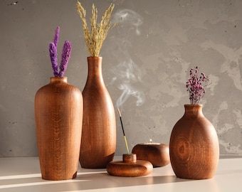 Idées cadeaux pour maman pour la fête des mères - Ensembles de vases minimalistes - Cadeau d'anniversaire pour maman - Cadeau pour la nouvelle maison - Décoration d'intérieur en bois faite main - Fête des mères unique